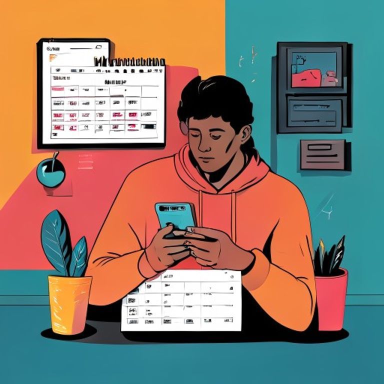 Person making commitments on a mobile screen with calendar hold, booking a meeting, and follow-through checklist